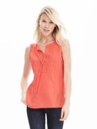 Banana Republic Womens Heritage Embroidered Silk Tank Size L - Neon Coral Volt