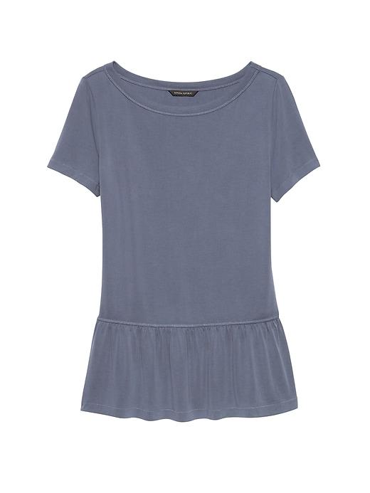 Banana Republic Womens Sandwashed Modal Blend Peplum T-shirt West Palm Blue Size S