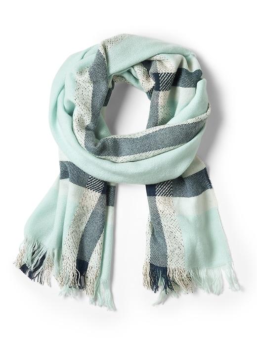 Banana Republic Womens Plaid Rectangular Scarf Island Shores Blue Size One Size
