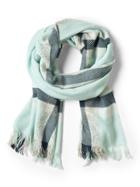 Banana Republic Womens Plaid Rectangular Scarf Island Shores Blue Size One Size