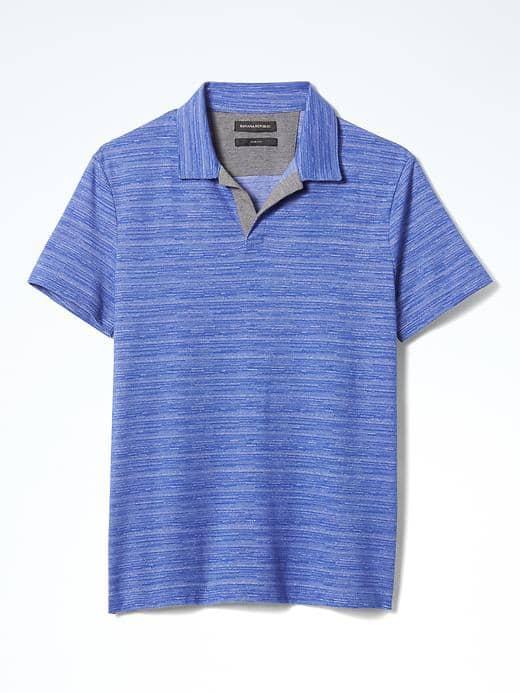 Banana Republic Mens Slim Pique Stripe Polo - Magic Blue