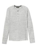 Banana Republic Mens Soft Wash Long Sleeve Raglan Henley - Gray Texture