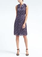 Banana Republic Womens Animal Print Ruffle Neck Shirtdress - Navy Print