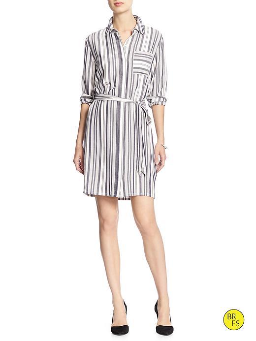 Banana Republic Womens Factory Stripe Shirt Dress Size 0 Petite - Blue Gray Stripe