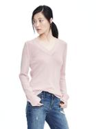 Banana Republic Button Back Vee Pullover Sweater - Pale Pink