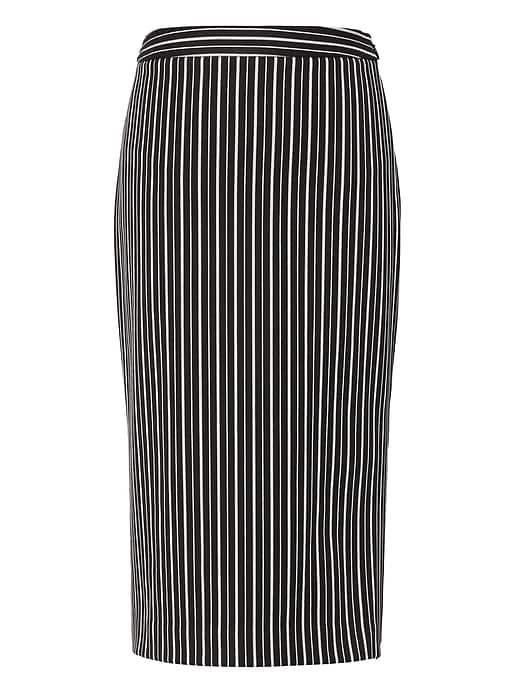 Banana Republic Womens Stripe Bi-stretch Pencil Skirt Black & White Size 4