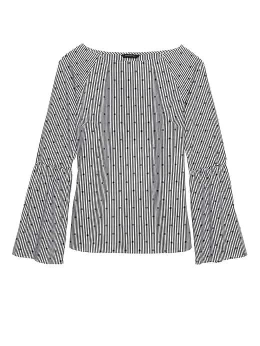 Banana Republic Womens Stripe Dot Bell-sleeve Top Navy Size M