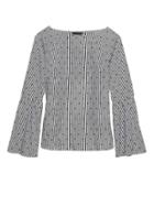 Banana Republic Womens Stripe Dot Bell-sleeve Top Navy Size M