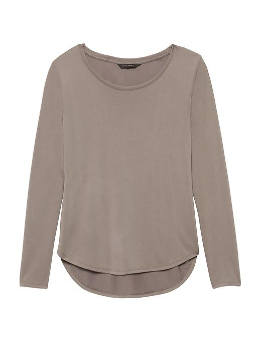 Banana Republic Womens Sandwash Modal Scoop-neck T-shirt Pacific Taupe Size M