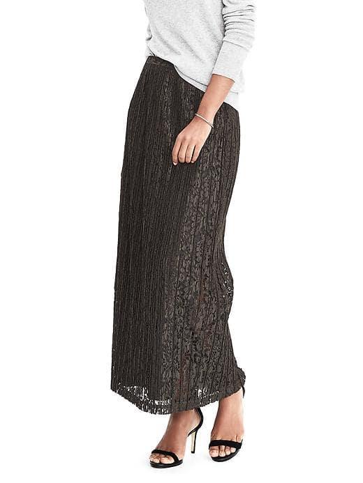 Banana Republic Womens Lace Maxi Skirt - Dark Gray