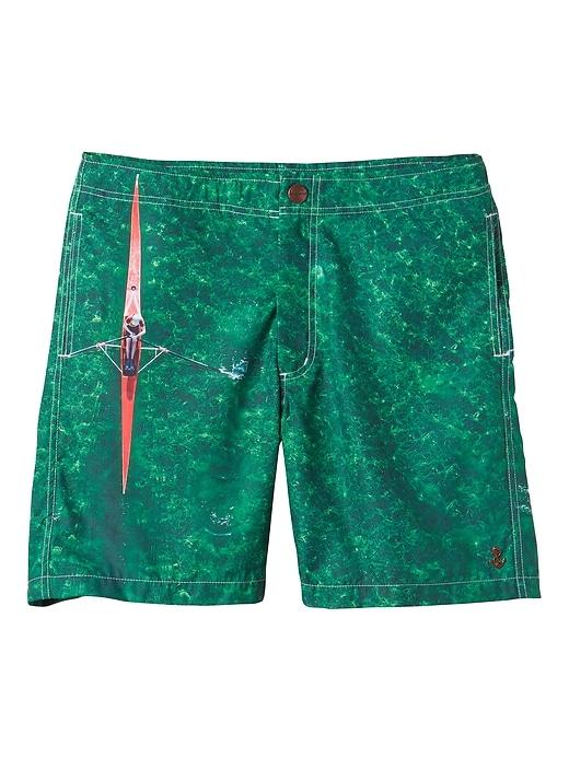 Banana Republic Mens Retromarine   Long Board Short Green Print Size Xl