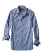Banana Republic Mens Slim Fit Garment Dye Shirt Size L Tall - Blue Dusk