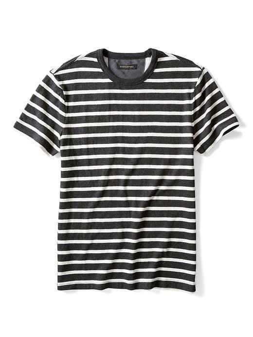 Banana Republic Mens Midweight Stripe Tee - Black