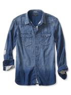 Banana Republic Mens Camden Fit Double Face Denim Shirt Size L Tall - Indigo