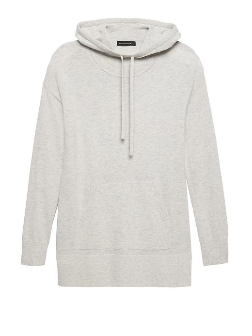 Banana Republic Womens Petite Tunic Hoodie Sweater Heather Light Gray Size Xs