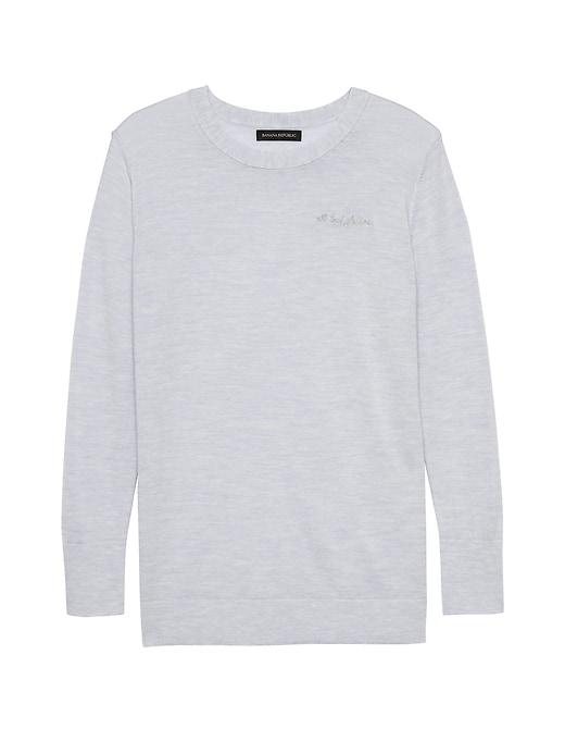 Banana Republic Womens Machine-washable Merino Wool Embroidered Sweater Heather Light Gray Size Xs