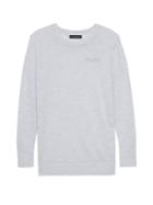 Banana Republic Womens Machine-washable Merino Wool Embroidered Sweater Heather Light Gray Size Xs