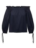 Banana Republic Womens Supima Cotton Off-the-shoulder Top Navy Size M