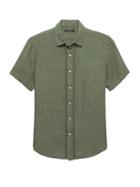 Banana Republic Mens Camden Standard-fit Stitch Detail Linen Shirt Flight Jacket Size Xxs
