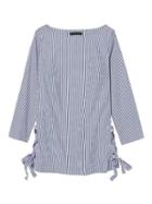 Banana Republic Womens Petite Stripe Lace-up Tunic With Grommet Details Blue Stripe Size Xs