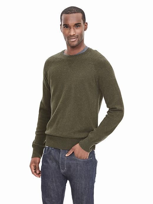 Banana Republic Mens Todd &amp; Duncan Cashmere Baseball Crew Pullover Size L Tall - Mistletoe
