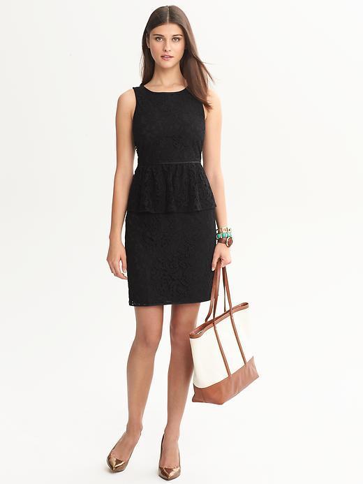 Banana Republic Lace Peplum Dress - Black