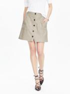 Banana Republic Womens Button Front Canvas Skirt Size 0 Petite - Canvas