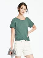 Banana Republic Womens Roll Sleeve Crew Tee Size L - Lake House Green