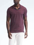 Banana Republic Mens Pique Marled Stripe Polo - Deep Red