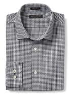 Banana Republic Mens Camden Fit Non Iron Dobby Gingham Shirt - Black