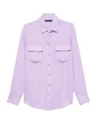 Banana Republic Womens Petite Dillon Classic-fit Utility Shirt Lavender Size Xs