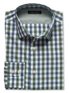 Banana Republic Mens Slim Fit Non Iron Gingham Shirt - Blue