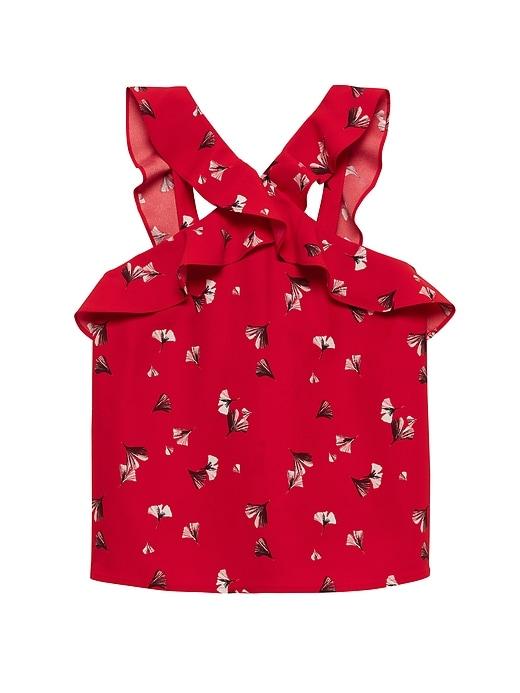 Banana Republic Floral Cross-front Ruffle Top