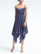 Banana Republic Womens Print Strappy Handkerchief Hem Dress - Blue Print