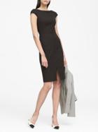 Banana Republic Womens Petite Bi-stretch V-back Sheath Dress Black Size 12