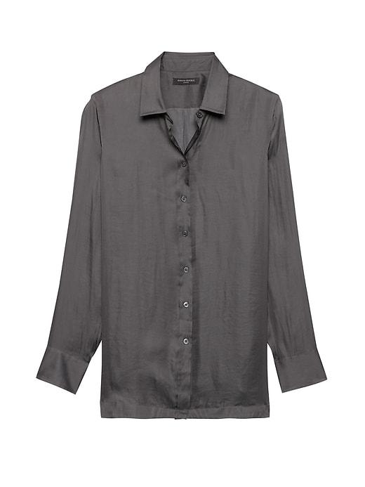 Banana Republic Womens Parker Tunic-fit Soft Shirt Dark Gray Size S
