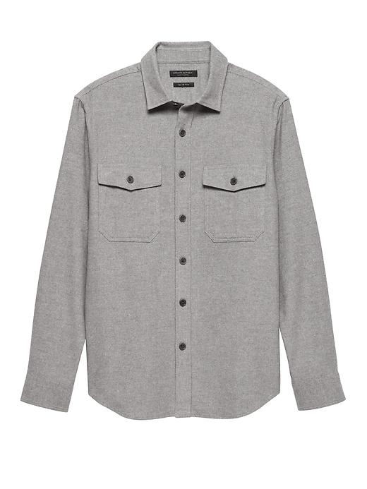 Banana Republic Mens Slim Flannel Shirt Jacket Light Gray Size M