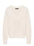 Banana Republic Womens Cable-knit Cropped V-neck Sweater Ivory White Size S