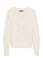 Banana Republic Womens Cable-knit Cropped V-neck Sweater Ivory White Size S