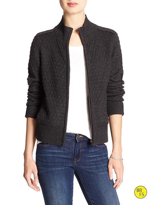Banana Republic Womens Factory Moto Sweater Cardigan Size L Petite - Charcoal Gray