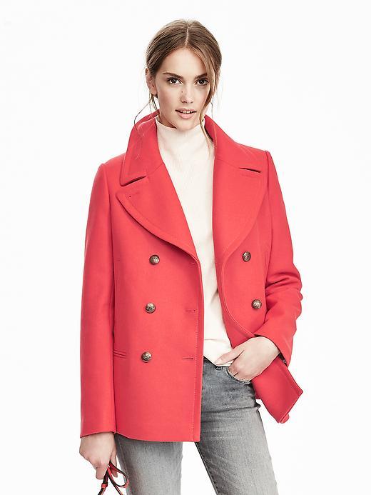 Banana Republic Melton Classic Peacoat Size L Petite - Coral