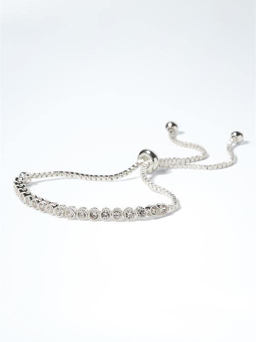 Banana Republic Delicate Cubic Zirconia Slider Bracelet - Silver