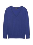 Banana Republic Womens Stretch-cotton V-neck Sweater Dutch Blue Size M