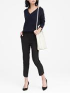 Banana Republic Womens Hayden Tapered-fit Pull-on Side-stripe Ankle Pant Black Size L