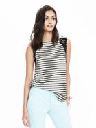 Banana Republic Womens Stripe Lace Sleeveless Top Size L - Cocoon