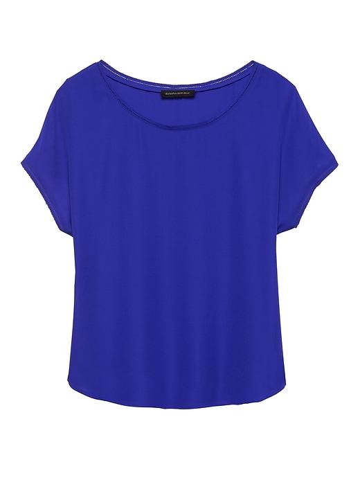 Banana Republic Petite Solid Picot-trim Top