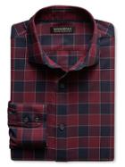 Banana Republic Mens Classic Fit Non Iron Red Gingham Shirt Size L Tall - Deep Burgundy