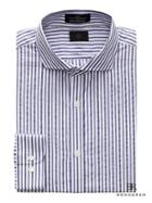 Banana Republic Mens Monogram Grant Slim-fit Italian Cotton Stripe Dress Shirt Comet Blue Size Xxs