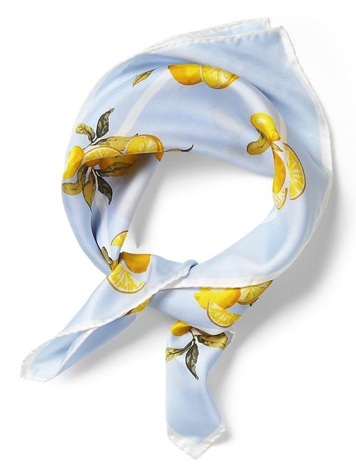 Banana Republic Womens Lemon Small Square Silk Scarf Bicoastal Blue Size One Size