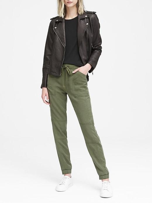 Banana Republic Womens Tencel Utility Jogger Pant Flight Jacket Size 4